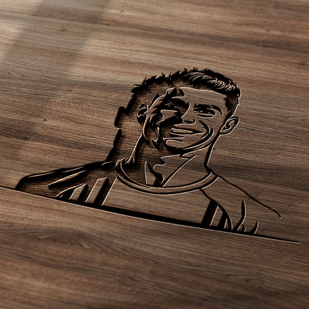 Vector for CR7 Cristiano Ronaldo engraving in Digital File for Laser Cutting