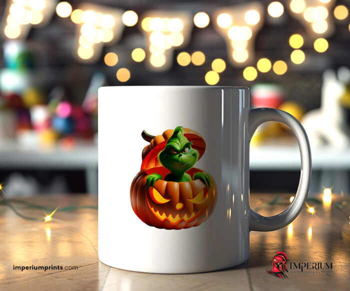 El Grinch en Calabaza de Halloween 3D para Sublimación Taza