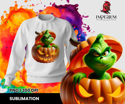 El Grinch en Calabaza de Halloween 3D para Sublimación