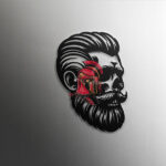 Vector de Calavera tipo Barber en Archivo Digital para Corte Láser