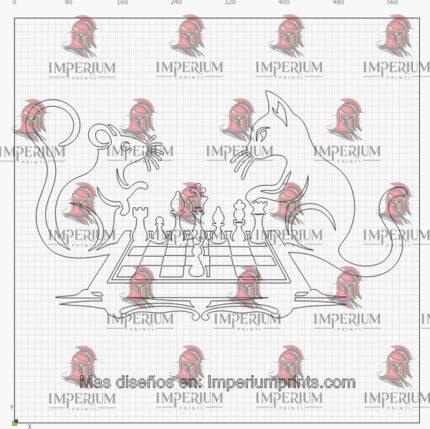 Vector de Raton y Gato Jugando Ajedrez en Archivo Digital para corte láser