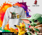 Baby Yoda con Pikachu 3D para Sublimación en PNG Alta Resolución