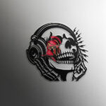 Vector de Calavera con Audifonos en Archivo Digital para Corte Láser