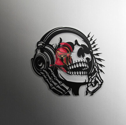 Vector de Calavera con Audifonos en Archivo Digital para Corte Láser