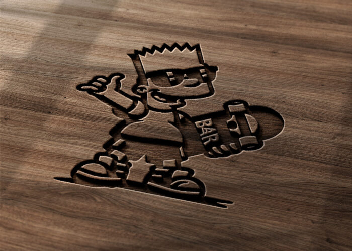 Vector de Bart Simpson con Patineta en Archivo Digital para corte láser e Impresión en DXF