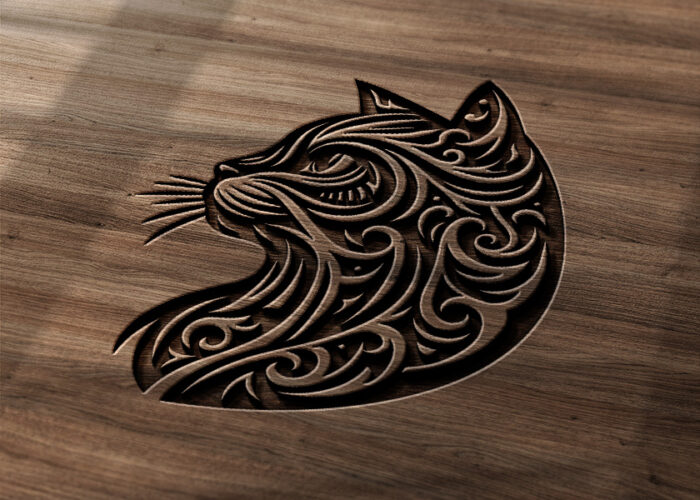 Vector de Perfil Gato Tribal en Archivo digital SVG para sublimacion AI