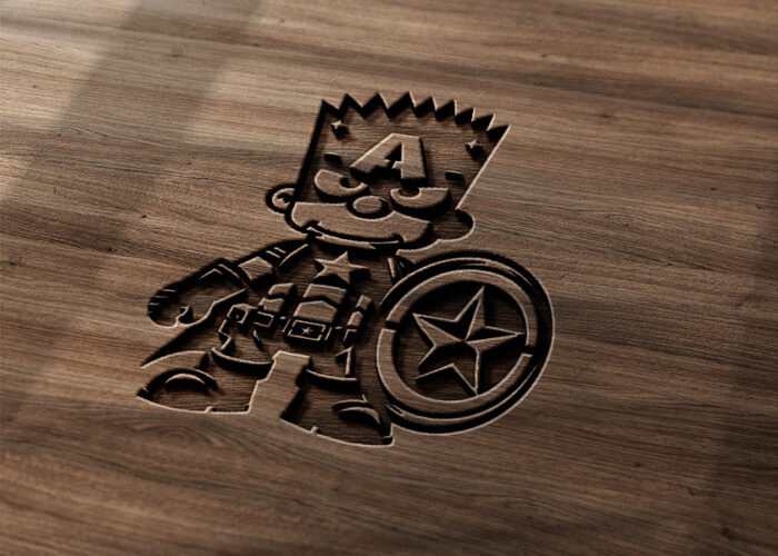 Vector de Capitan America Bart en Archivo Digital para corte láser e Impresión en DXF