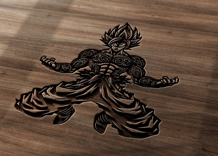 Vector de Imponente Goku Tribal en Archivo digital SVG para sublimacion AI