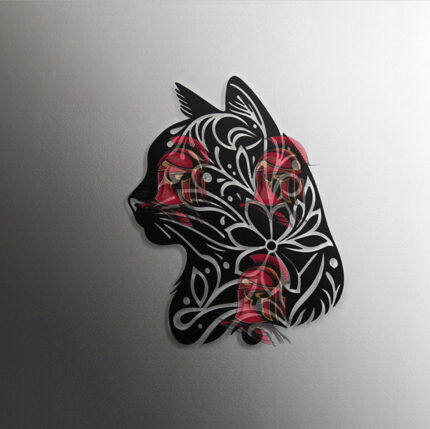 Vector Perfil de Gato Floral en Archivo digital SVG para sublimacion AI