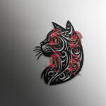 Vector de Perfil Gato Tribal en Archivo digital SVG para sublimacion AI