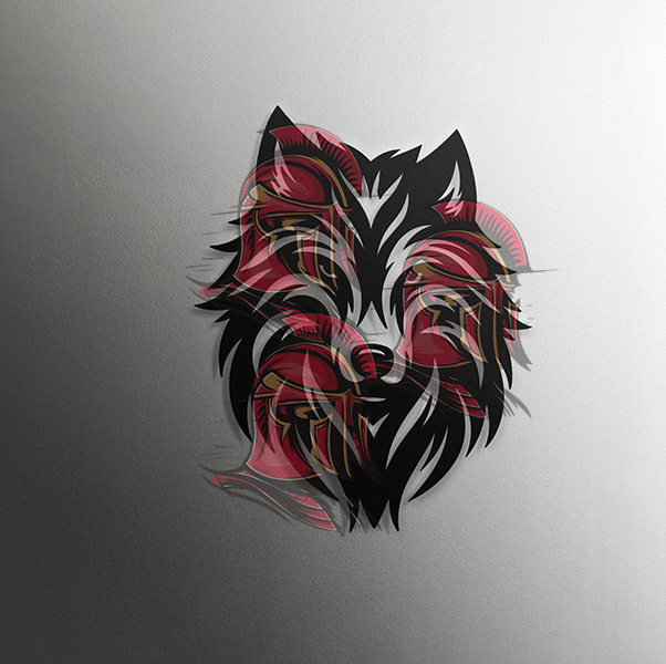 Vector de Rosto de Lobo de Frente Minimalista en Archivo Digital para corte láser e Impresión en DXF